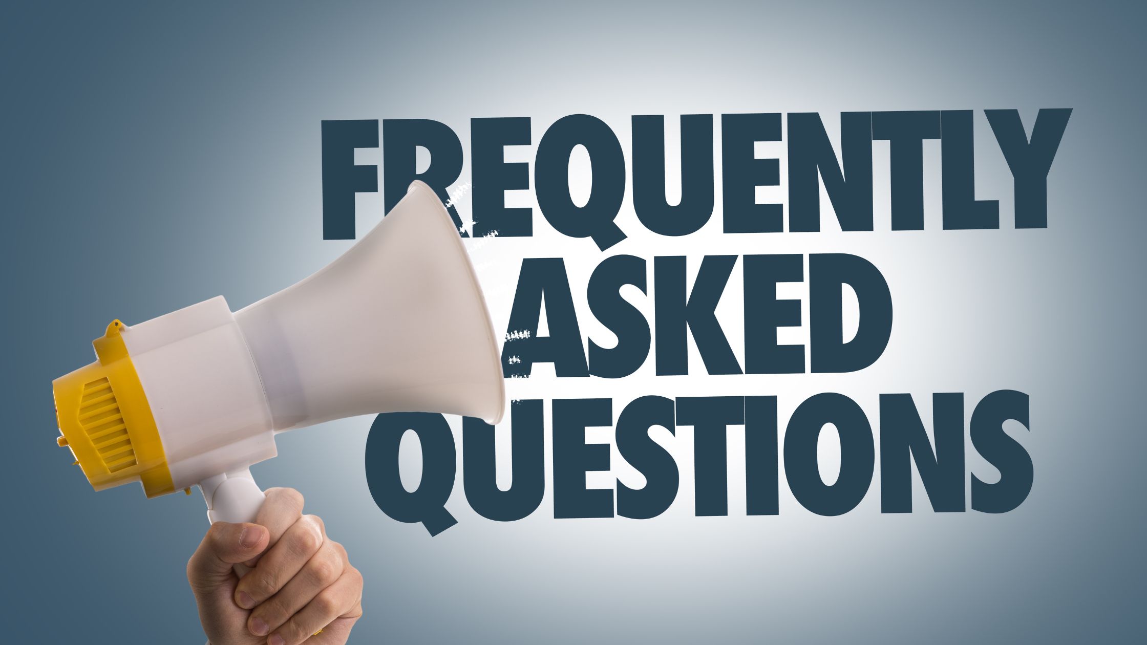 frequently asked questions with megaphone next to wording